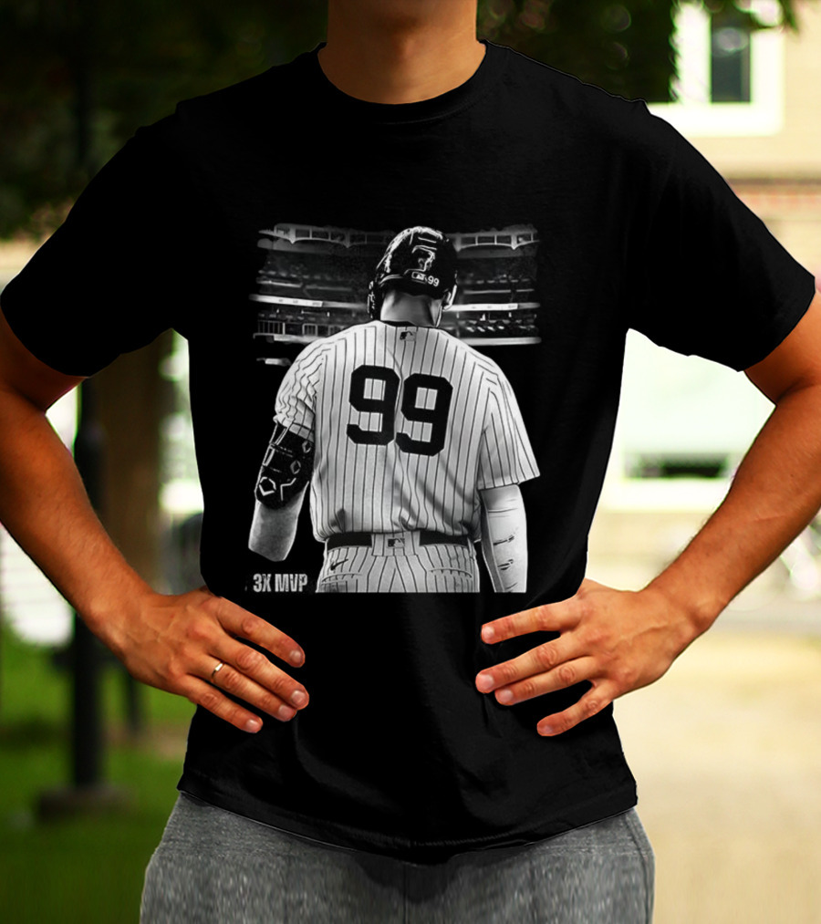 New York Yankees Aaron Judge 99 Baseball Player Back View Behind 3X MVP T-Shirt