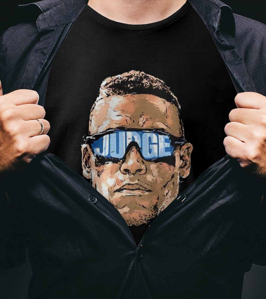Aaron Judge New York Yankees Baseball Big Head Glasses Judge Signature T-Shirt