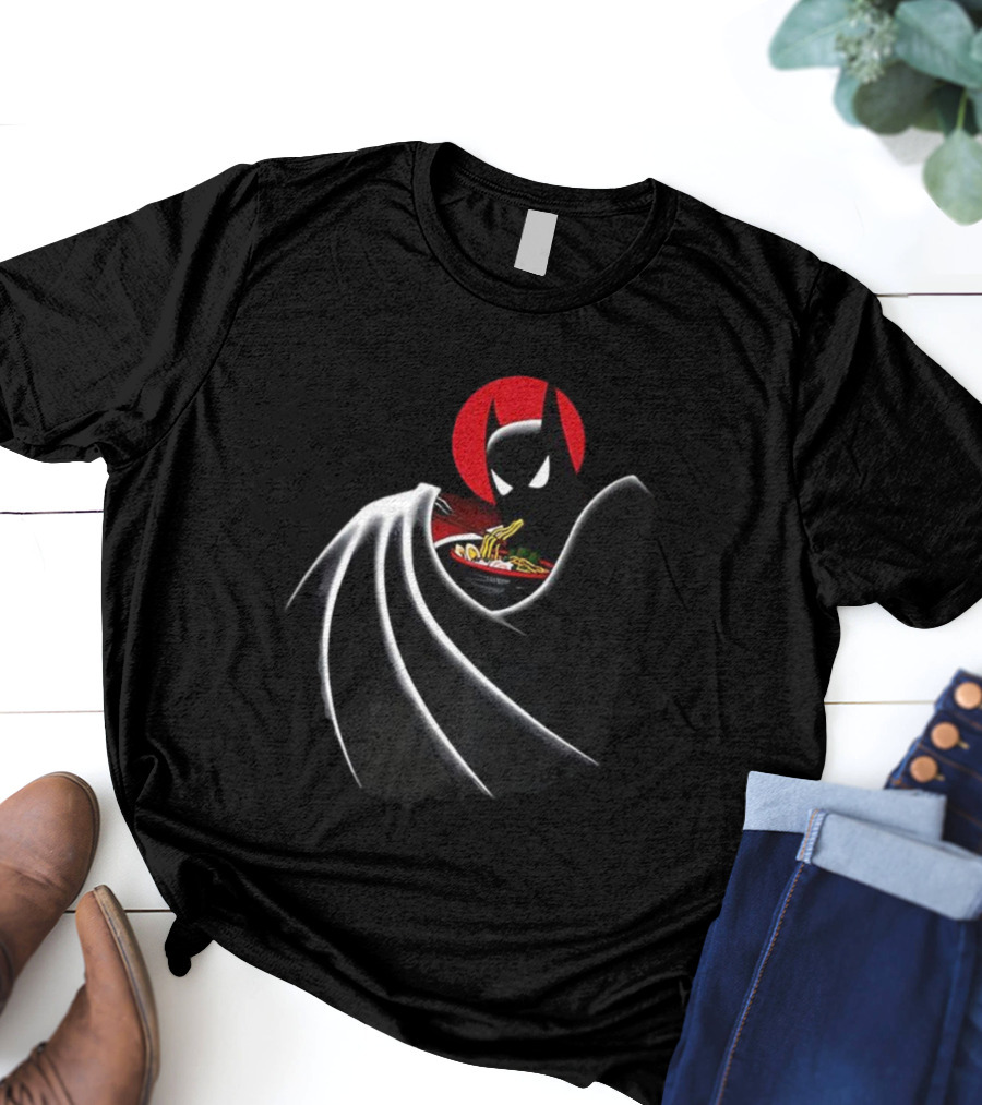 Batman Enjoying Ramen Under Red Sun T-Shirt