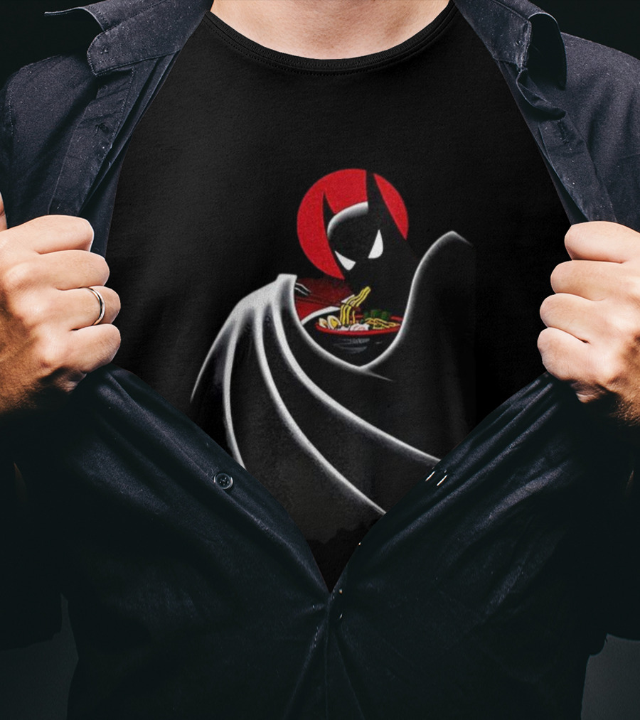 Batman Enjoying Ramen Under Red Sun T-Shirt