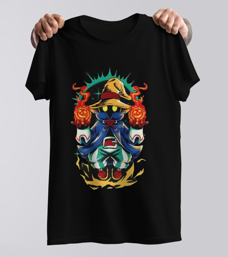Black Mage Final Fantasy Pumpkin Fireball Halloween Magic T-Shirt