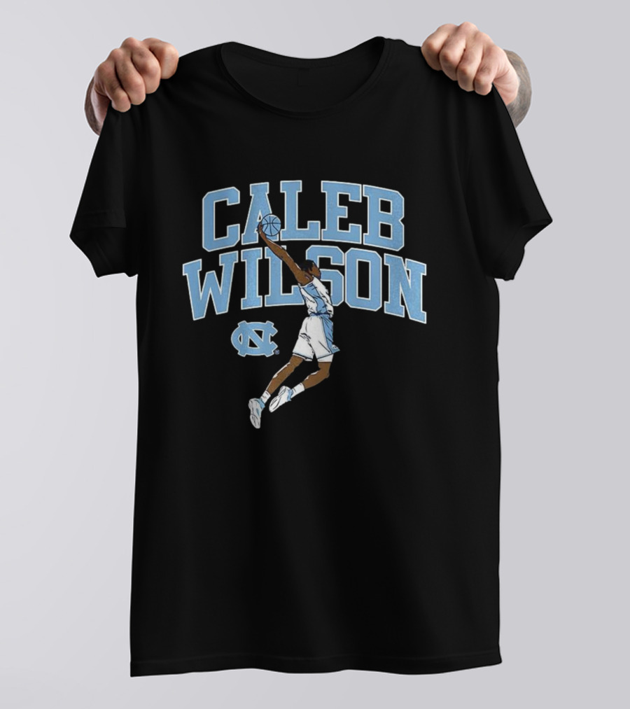 Caleb Wilson North Carolina Tar Heels Basketball Action Pose T-Shirt