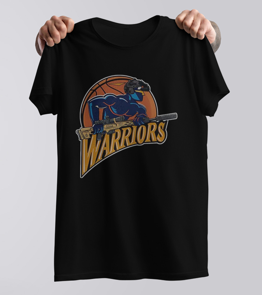 Golden State Warriors Basketball Soldier Armed Warrior T-Shirt