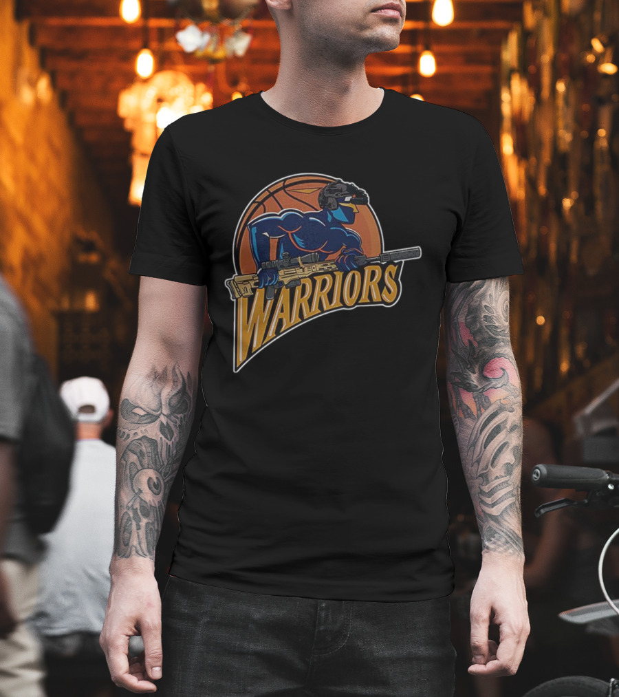 Golden State Warriors Basketball Soldier Armed Warrior T-Shirt