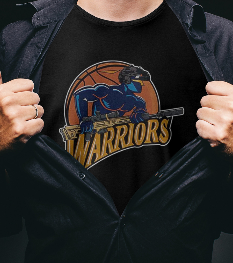 Golden State Warriors Basketball Soldier Armed Warrior T-Shirt