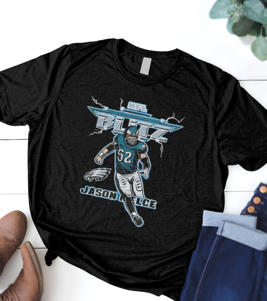 Jason Kelce Philadelphia Eagles NFL Blitz Lightning 62 T-Shirt