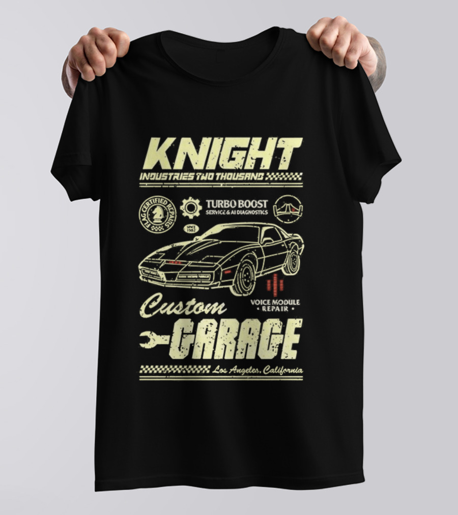 Knight Industries Turbo Boost Custom Garage Vintage Los Angeles California T-Shirt