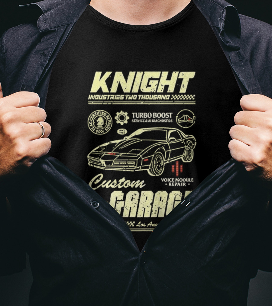 Knight Industries Turbo Boost Custom Garage Vintage Los Angeles California T-Shirt