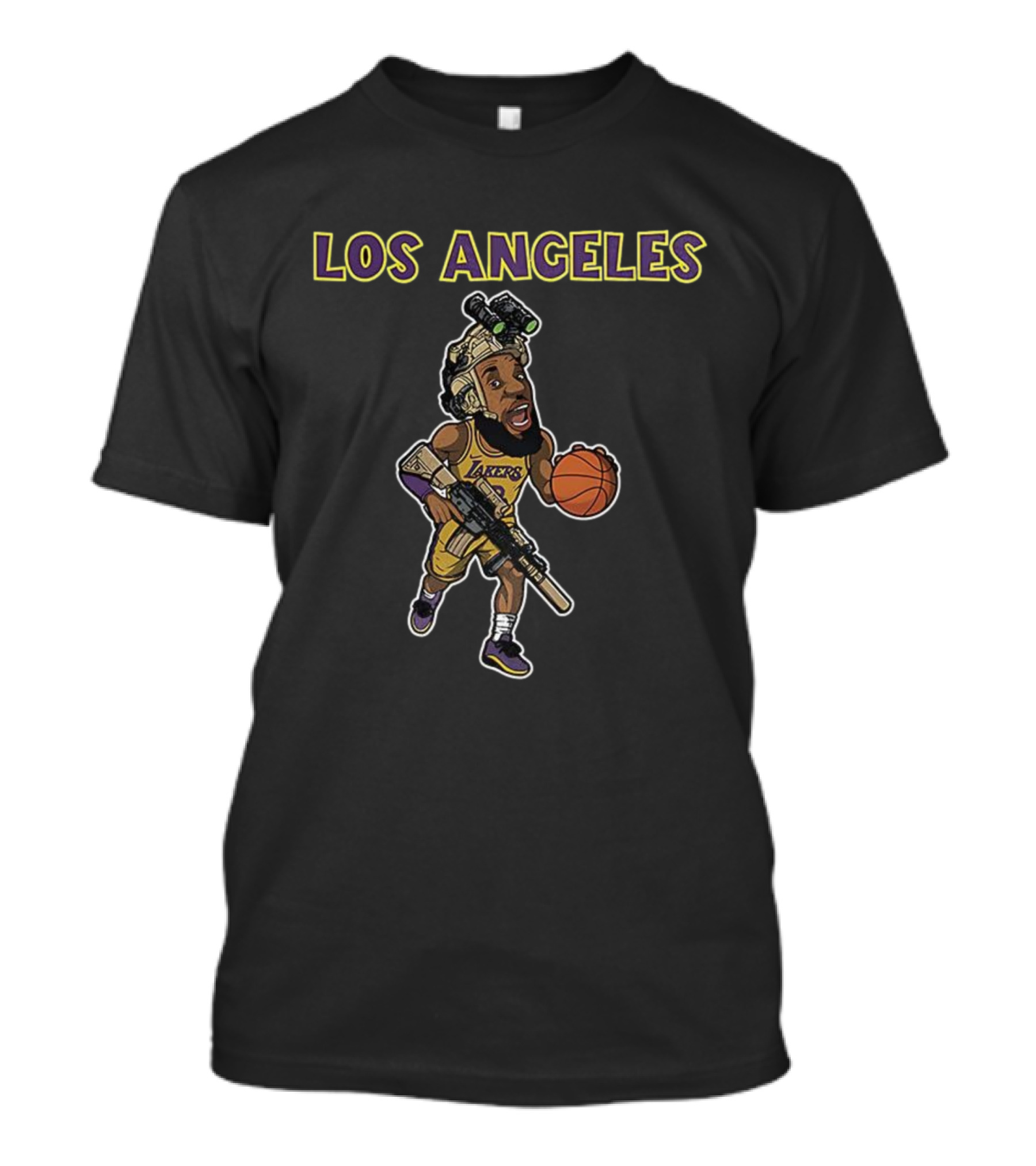 Los Angeles Lakers Lebron James Basketball Soldier Cartoon T-Shirt