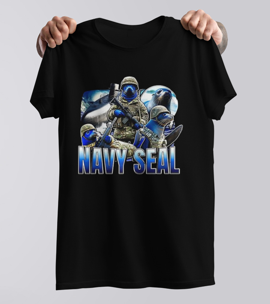 Navy Seal Funny Soldier Parody With Armed Seals In Military Uniforms T-Shirt