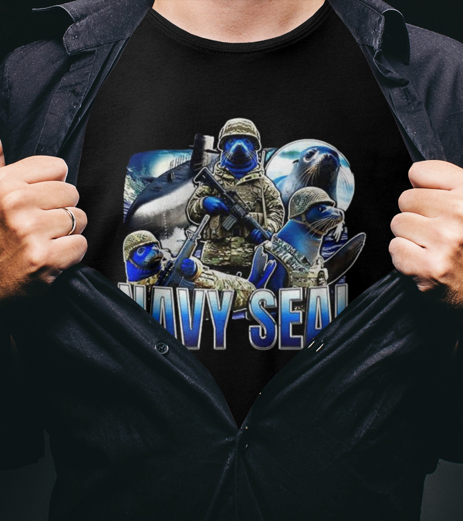 Navy Seal Funny Soldier Parody With Armed Seals In Military Uniforms T-Shirt