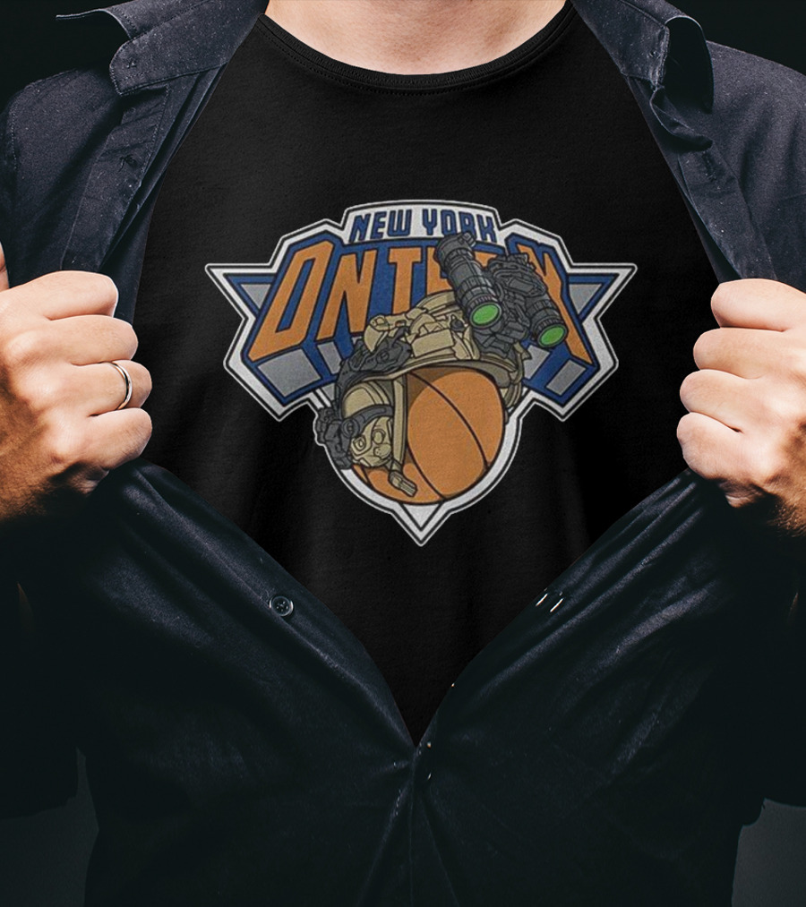 New York Knicks On Team Basketball Helmet Night Vision T-Shirt