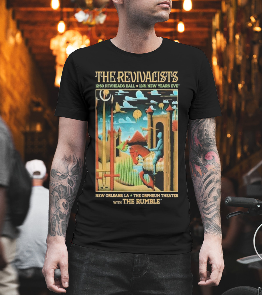 The Revivalists New Orleans Dec 30-31 2025 Orpheum Theater Artwork Medieval Knight Horse Fantasy Landscape T-Shirt