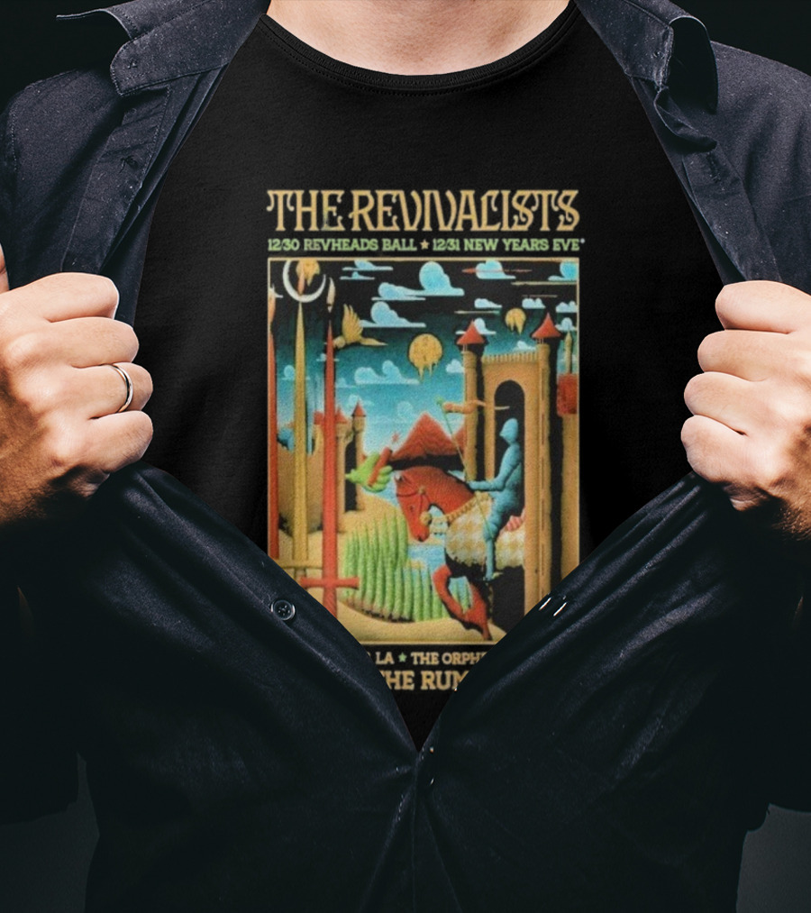 The Revivalists New Orleans Dec 30-31 2025 Orpheum Theater Artwork Medieval Knight Horse Fantasy Landscape T-Shirt
