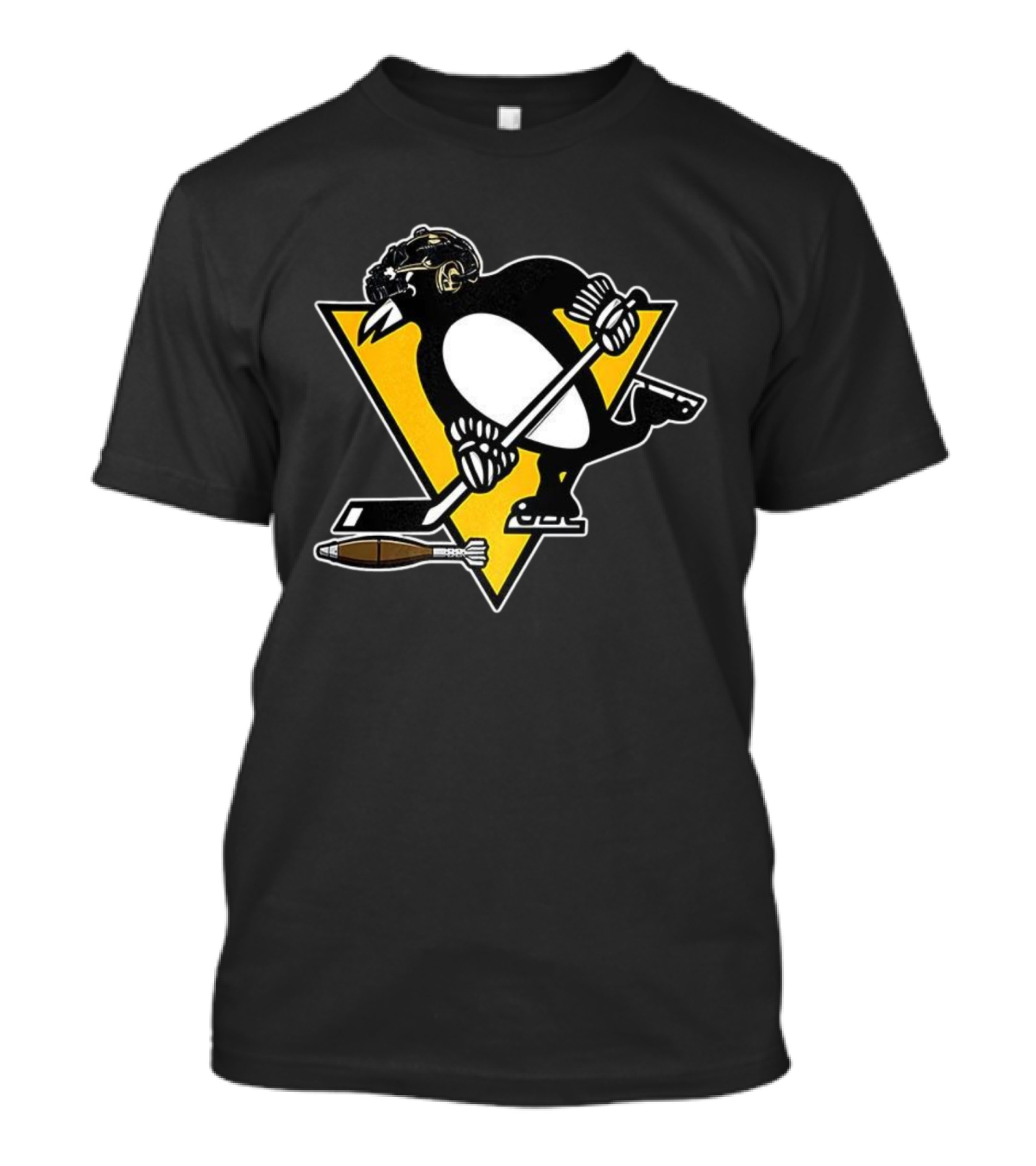 Pittsburgh Penguins Hockey Soldier Mascot Football Rocket T-Shirt