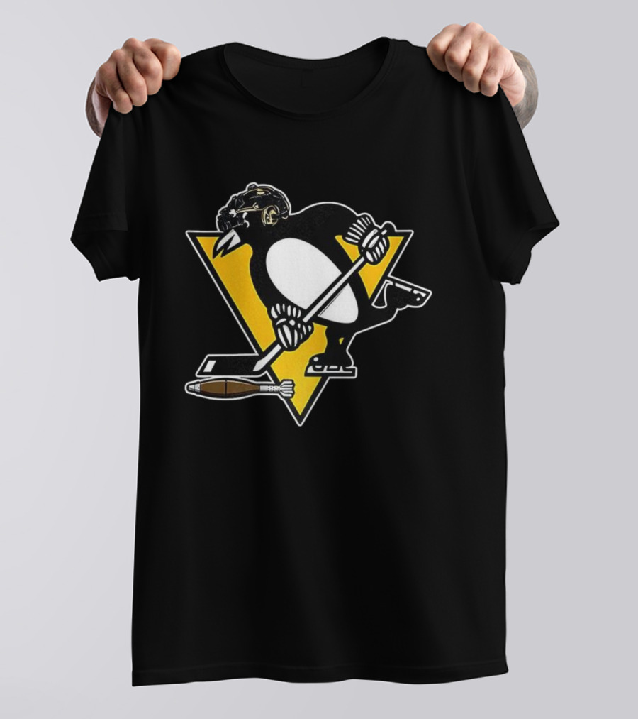 Pittsburgh Penguins Hockey Soldier Mascot Football Rocket T-Shirt