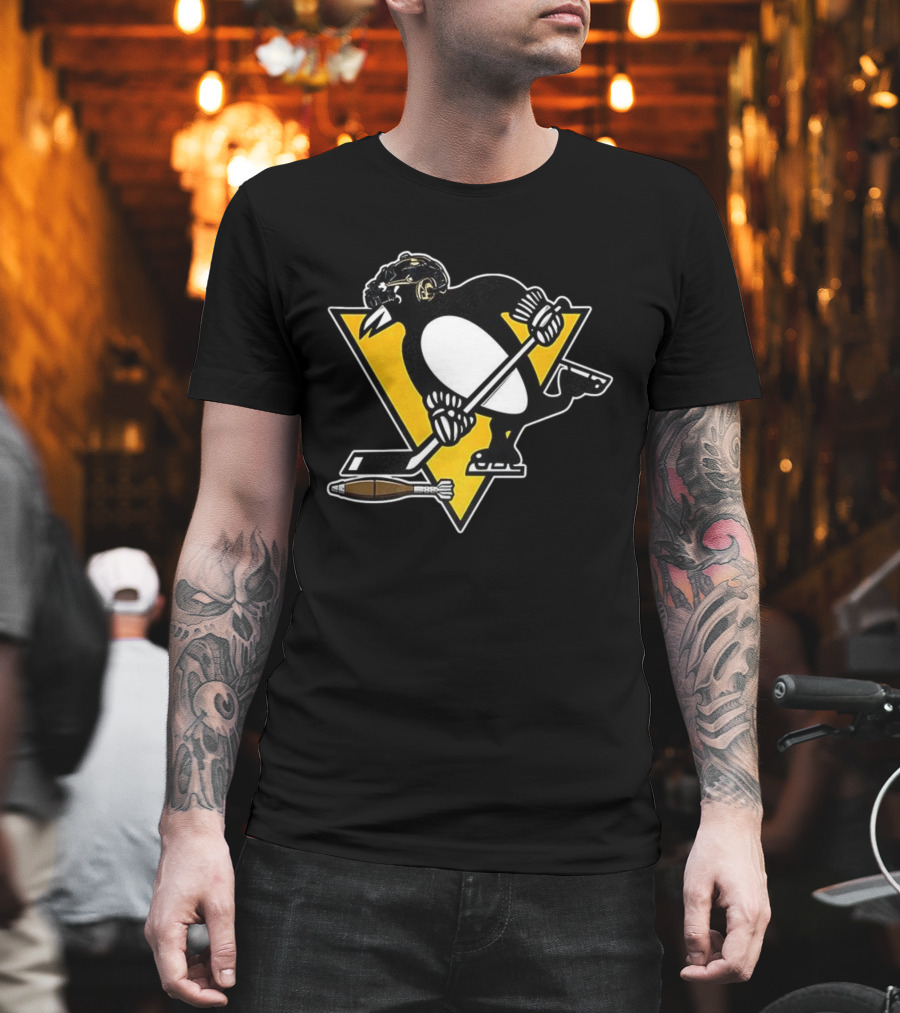 Pittsburgh Penguins Hockey Soldier Mascot Football Rocket T-Shirt