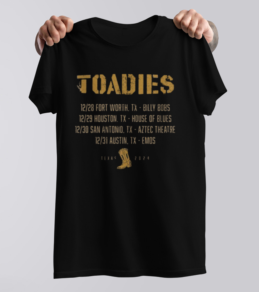 Toadies 2024 Texas Tour Dates Fort Worth Houston San Antonio Austin T-Shirt