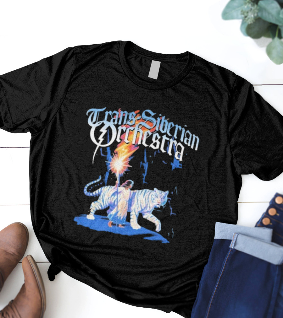 Trans-Siberian Orchestra Fire Torch With Child And White Tiger T-Shirt