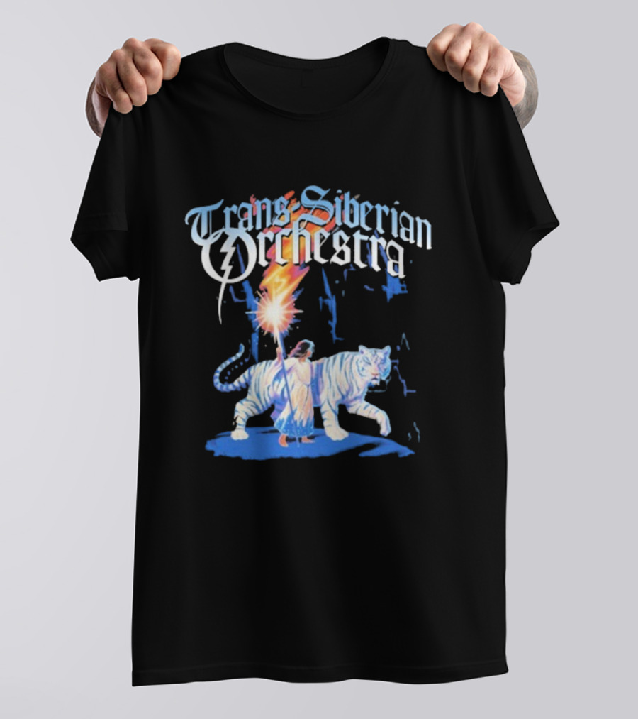 Trans-Siberian Orchestra Fire Torch With Child And White Tiger T-Shirt