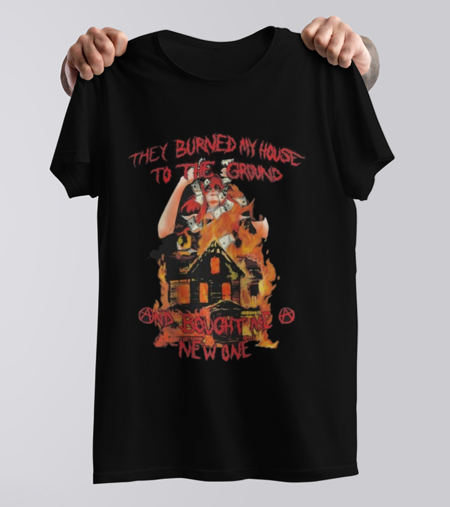 Anarchist Sanctuary Fire Jester Money Burning House And Bought Me New One T-Shirt