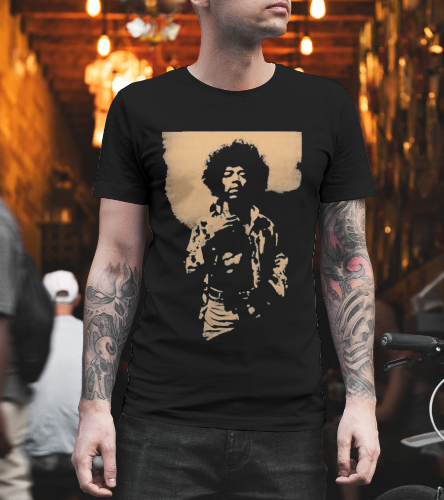 Bob Marley Jimi Hendrix Sepia 70s Vintage Style T-Shirt