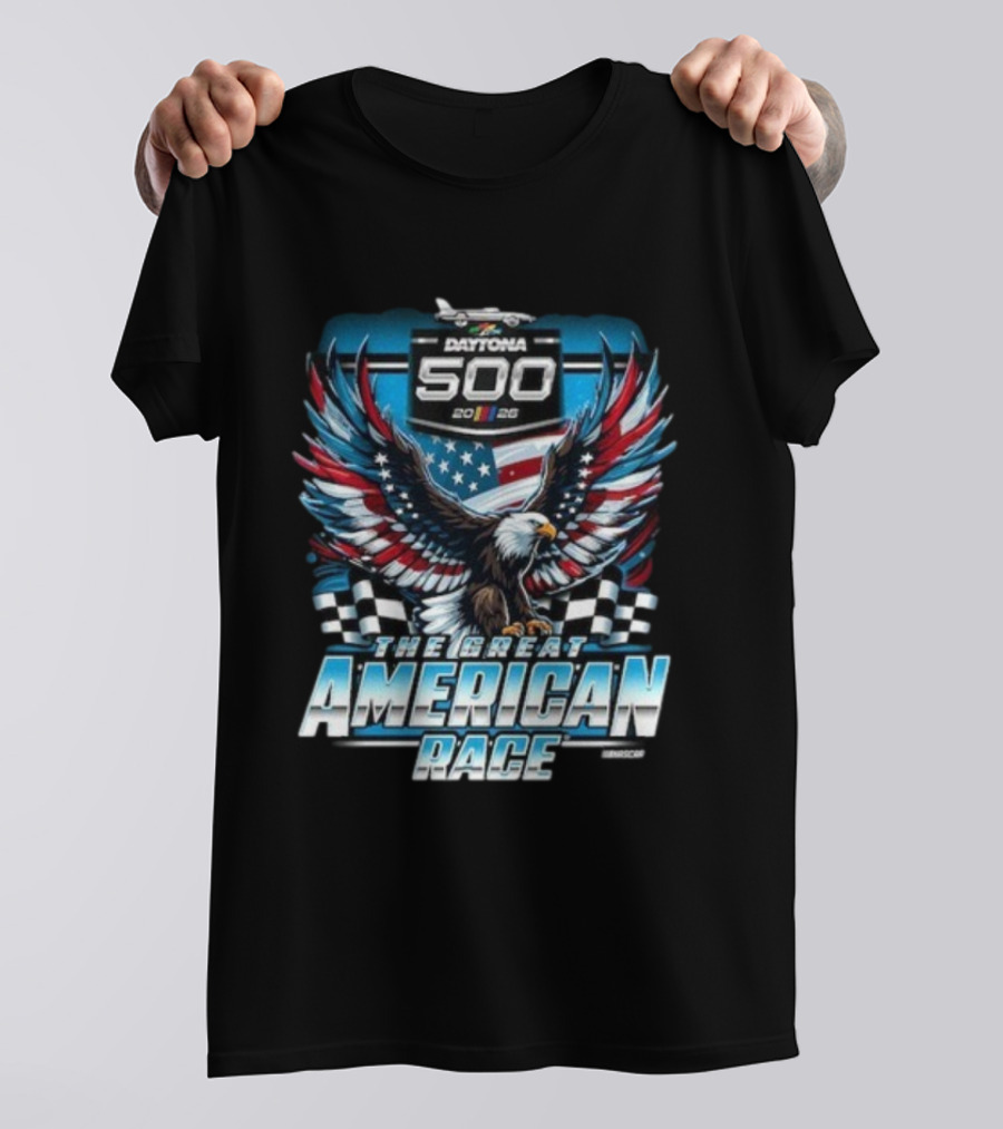 Daytona 500 2026 The Great American Race Eagle Checkered Flag Sports NASCAR T-Shirt