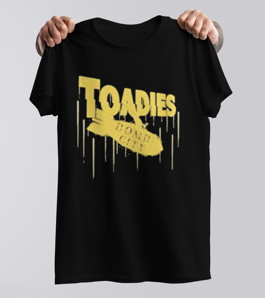 Toadies Bomb City Dripping Text And Bomb Icon T-Shirt