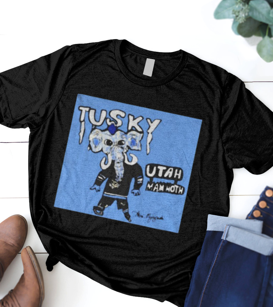 Tusky Utah Mammoth NHL Hockey Mascot 2025 Blue T-Shirt