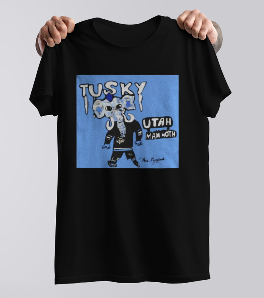 Tusky Utah Mammoth NHL Hockey Mascot 2025 Blue T-Shirt