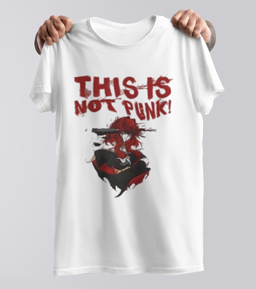 This Is Not Punk Red-Haired Character With Gun T-Shirt