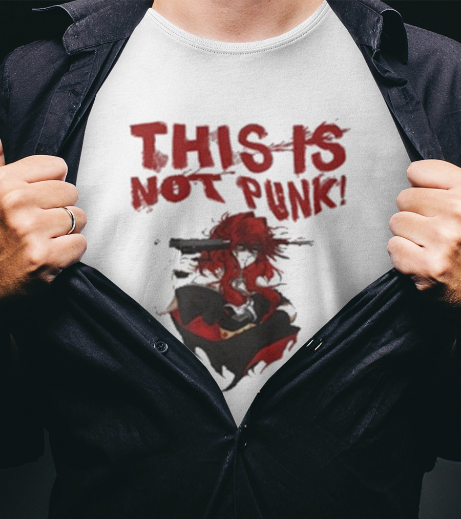 This Is Not Punk Red-Haired Character With Gun T-Shirt