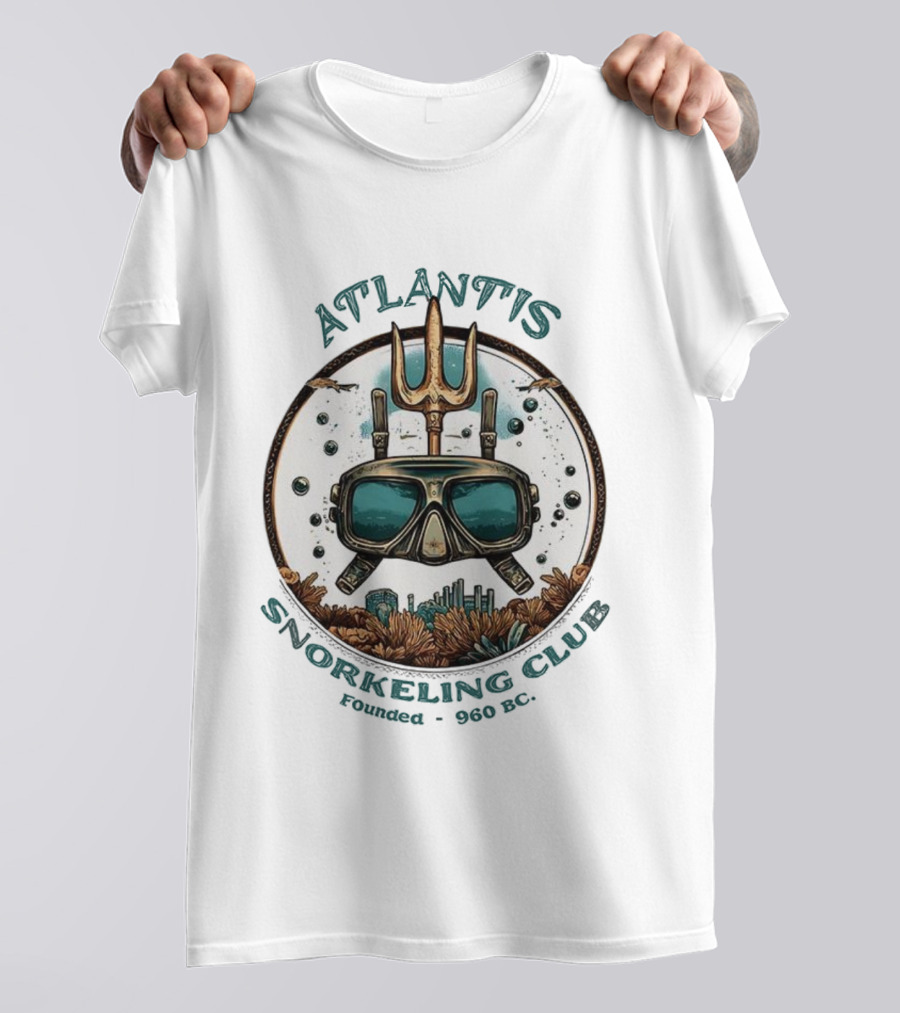 Atlantis Snorkeling Club 960 BC Trident Dive Mask Ocean Bubbles Coral T-Shirt
