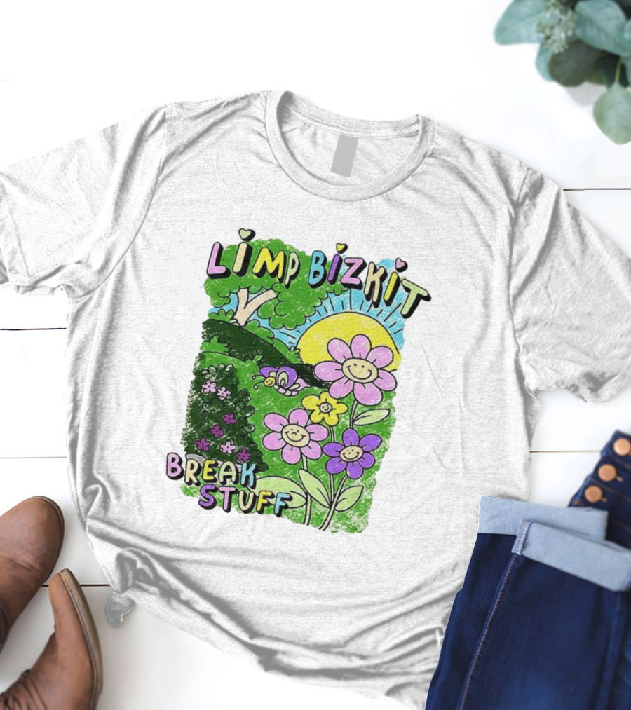 Limp Bizkit Break Stuff Flower Sun Tree Hand Drawn Paintings T-Shirt