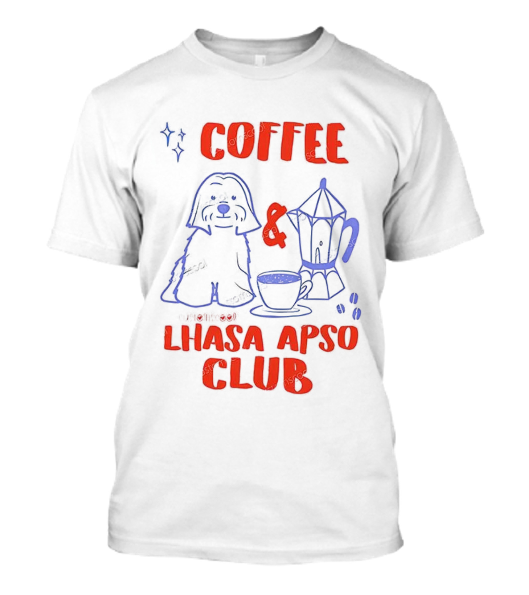 Coffee And Lhasa Apso Club Fun Dog Lover Design T-Shirt