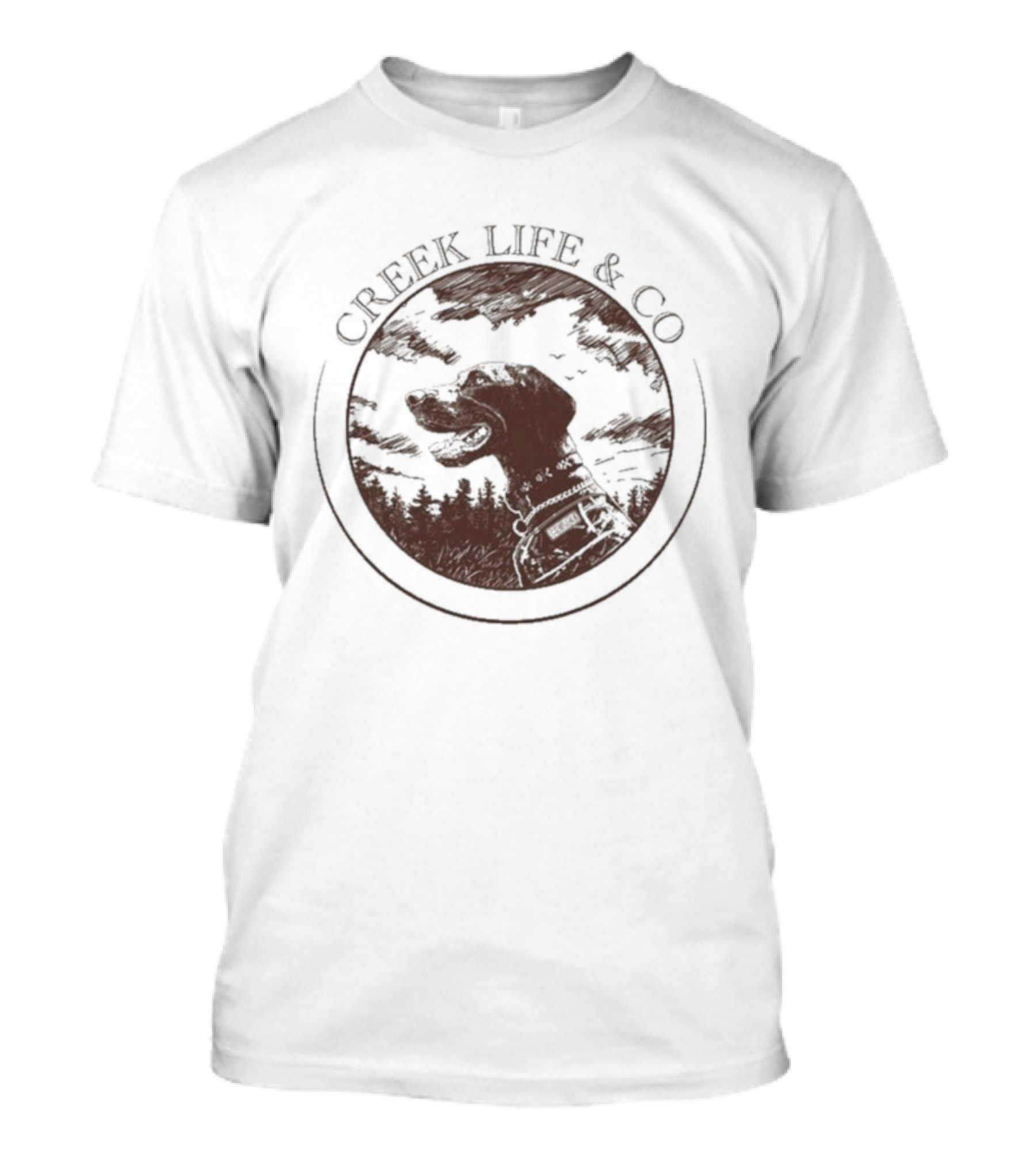 Creek Life & Co Dog Silhouette In Nature Circle T-Shirt