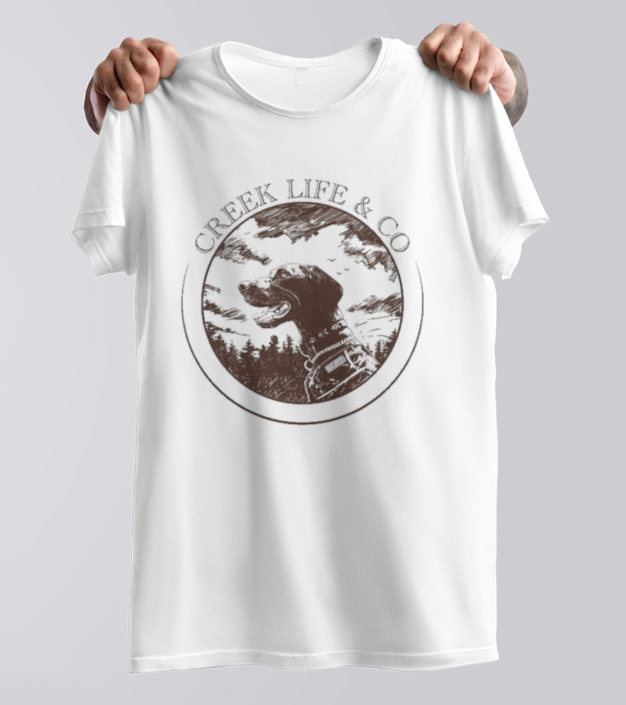 Creek Life & Co Dog Silhouette In Nature Circle T-Shirt