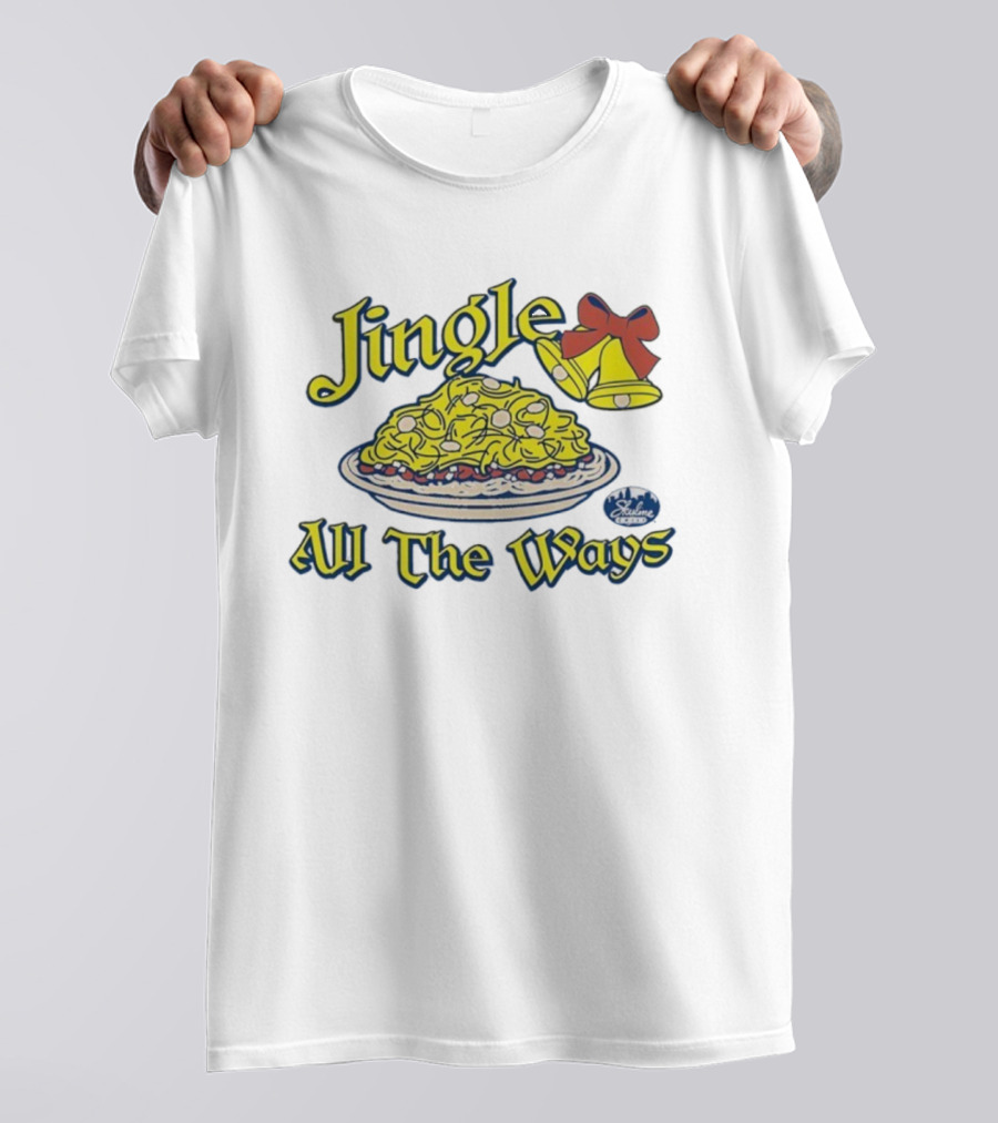 Jingle All The Ways Yellow Bells Spaghetti Plate Skyline T-Shirt