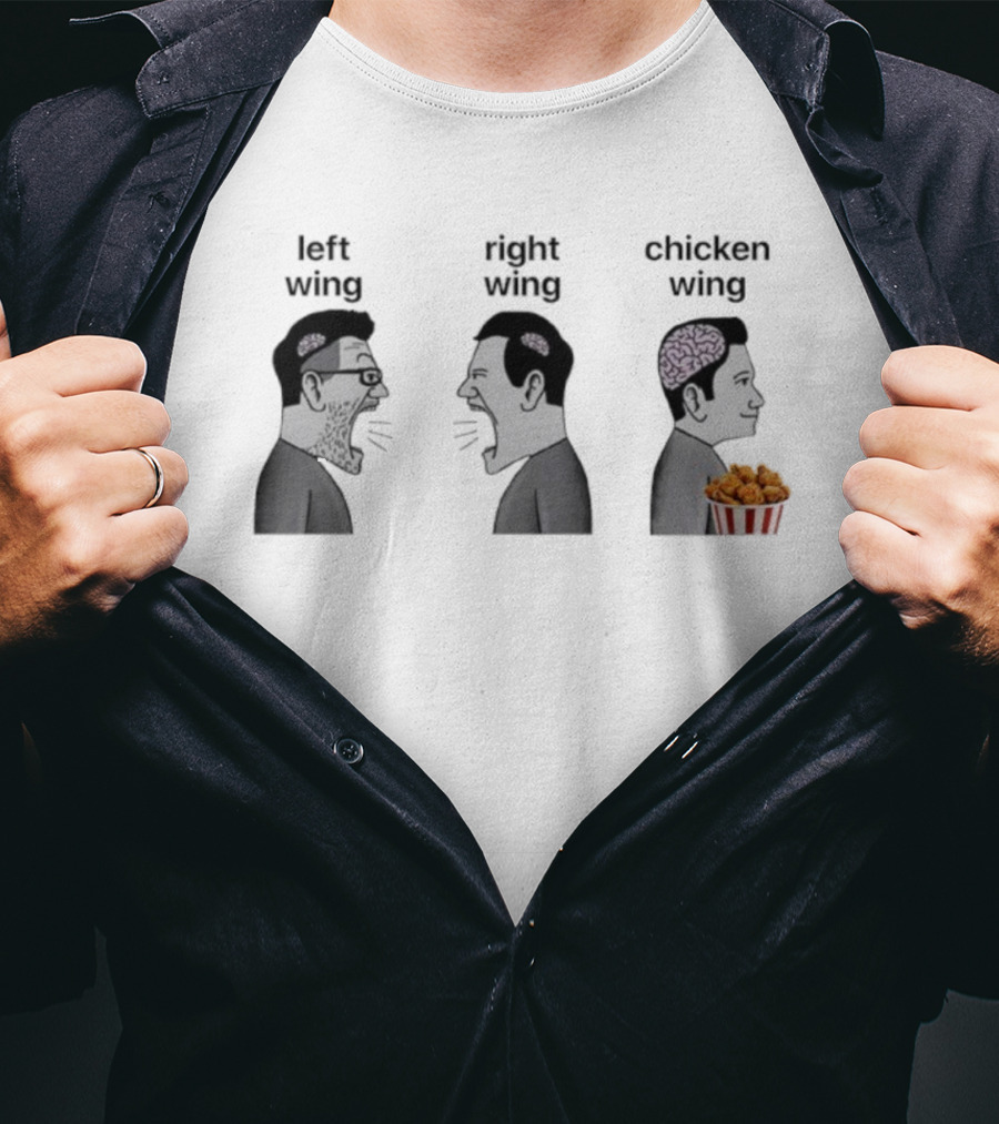Left Wing Right Wing Chicken Wing Funny Meme Trio T-Shirt