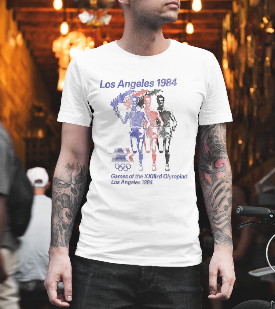 Los Angeles 1984 Games Of The XXIIIrd Olympiad Running Torch Relay T-Shirt