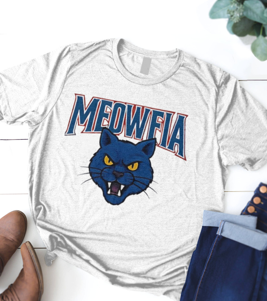 Meowfia Buffalo Bills Big Head Cat Parody T-Shirt