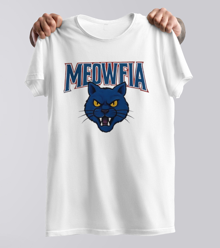 Meowfia Buffalo Bills Big Head Cat Parody T-Shirt