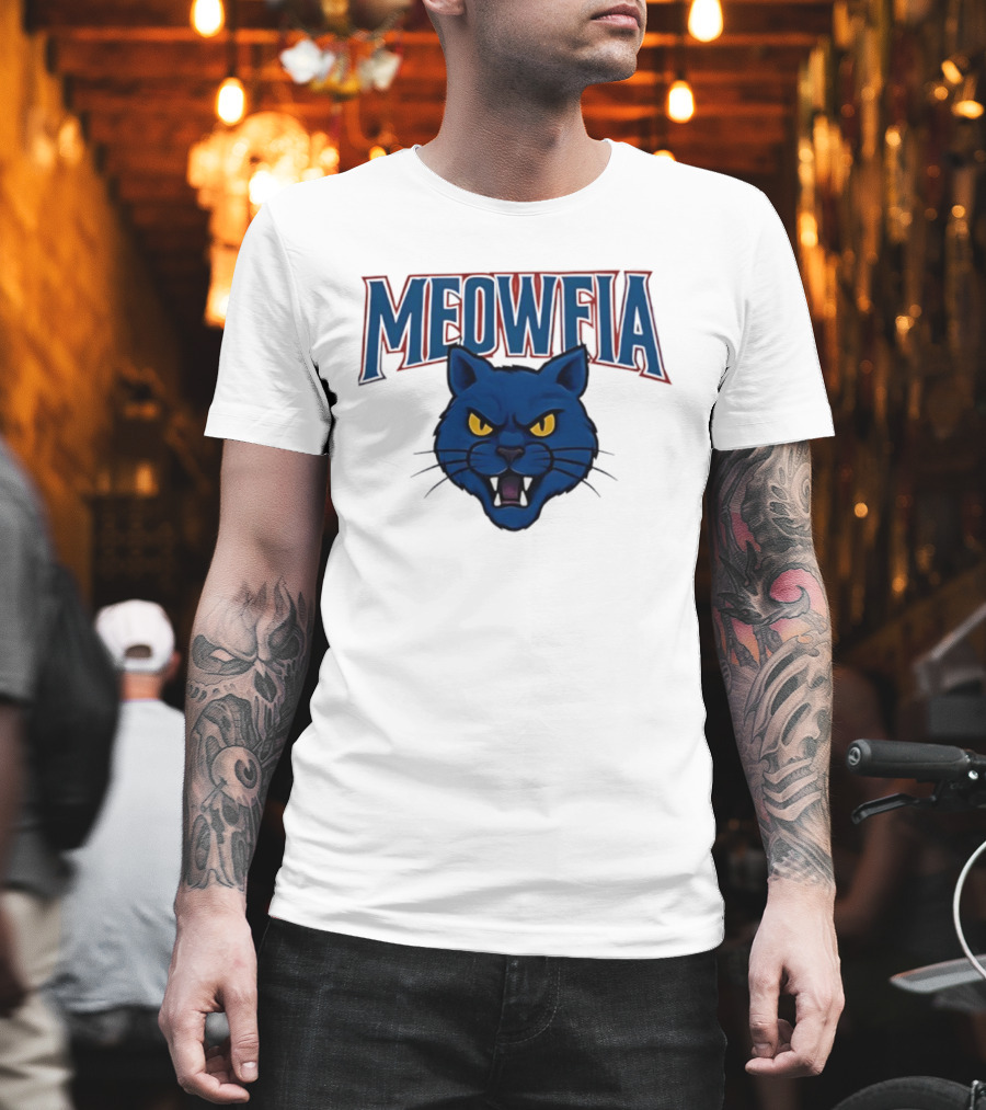 Meowfia Buffalo Bills Big Head Cat Parody T-Shirt