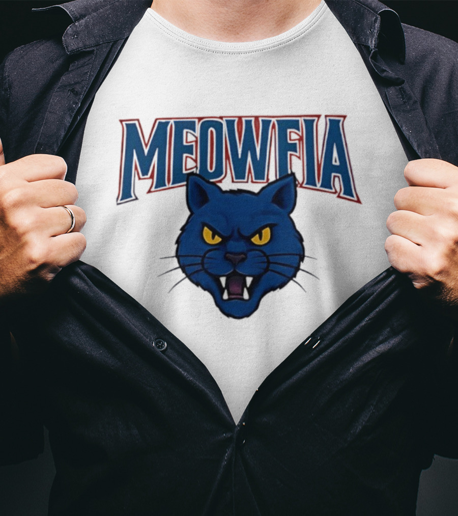 Meowfia Buffalo Bills Big Head Cat Parody T-Shirt