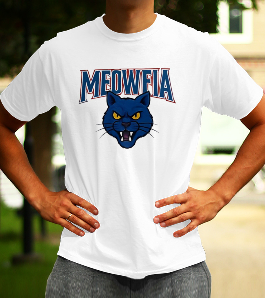 Meowfia Buffalo Bills Big Head Cat Parody T-Shirt