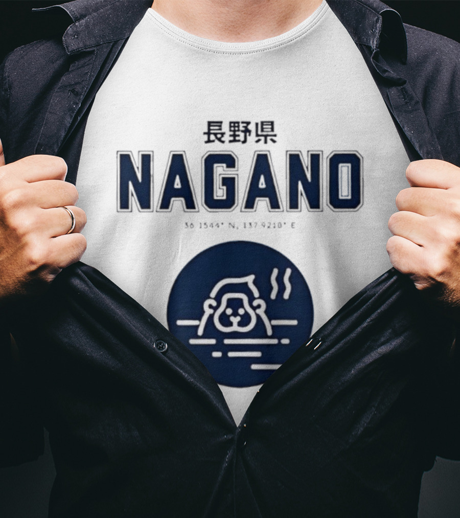 Nagano Prefecture Japan Hot Spring Monkey Coordinates 36 39.4 N 137 92.1 E T-Shirt