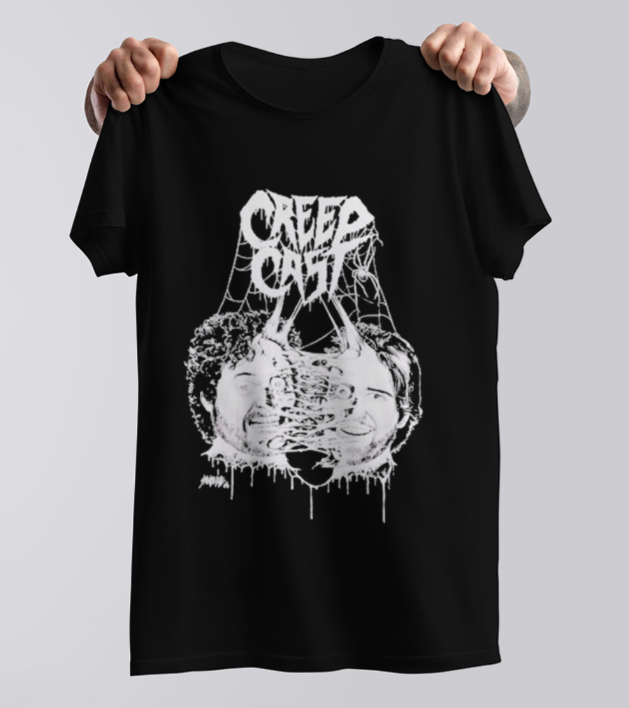 CreepCast Faces Haunted Webs Spooky Vibe T-Shirt