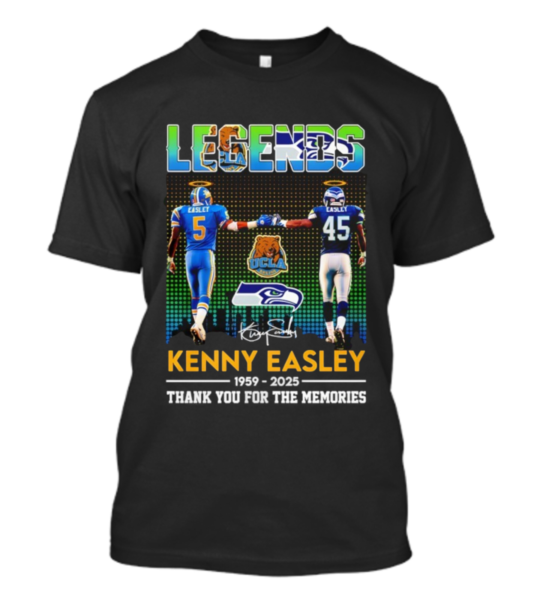 Kenny Easley Legends UCLA Bruins Seattle Seahawks Thank You For The Memories Signature T-Shirt
