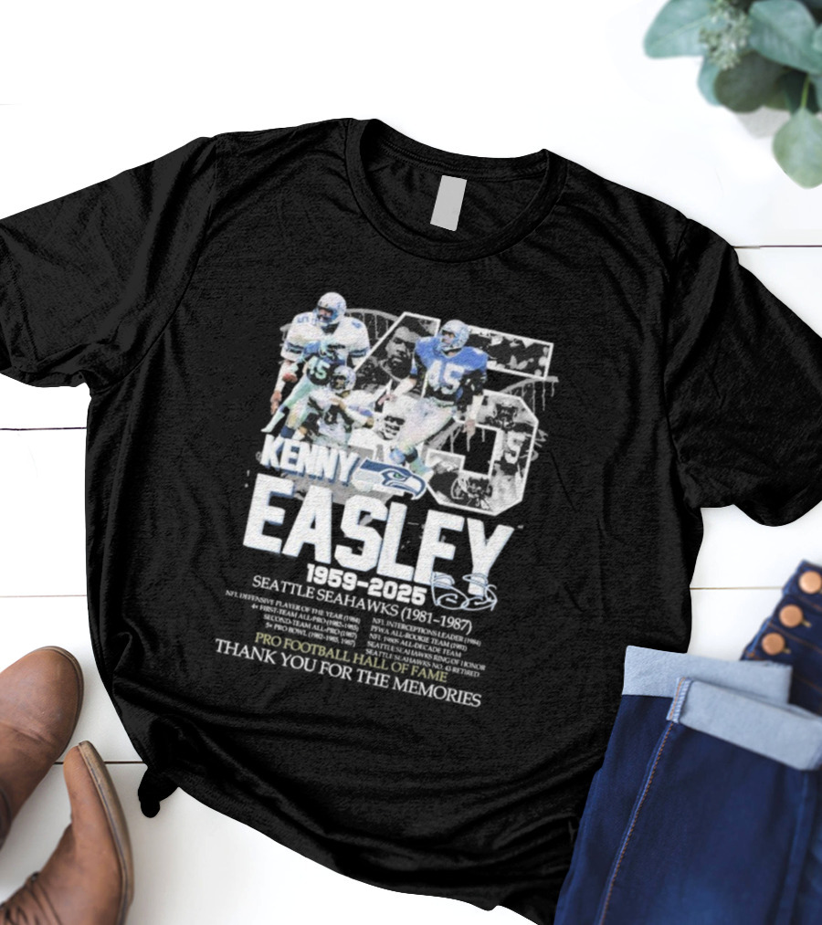 Kenny Easley Seattle Seahawks Pro Football Hall Of Fame Thank You For The Memories 1959-2025 Signature 45 T-Shirt