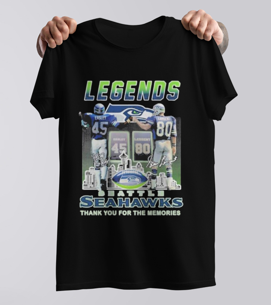Kenny Easley Steve Largent Legends Seattle Seahawks Signatures 45 80 Icons T-Shirt